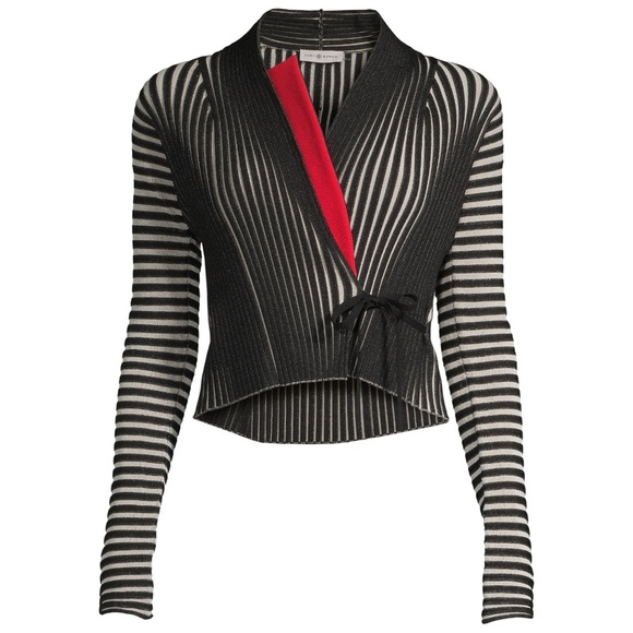 Tory Burch • Plaited Rib-Knit Wrap Shawl Cardigan - Picture 16 of 16